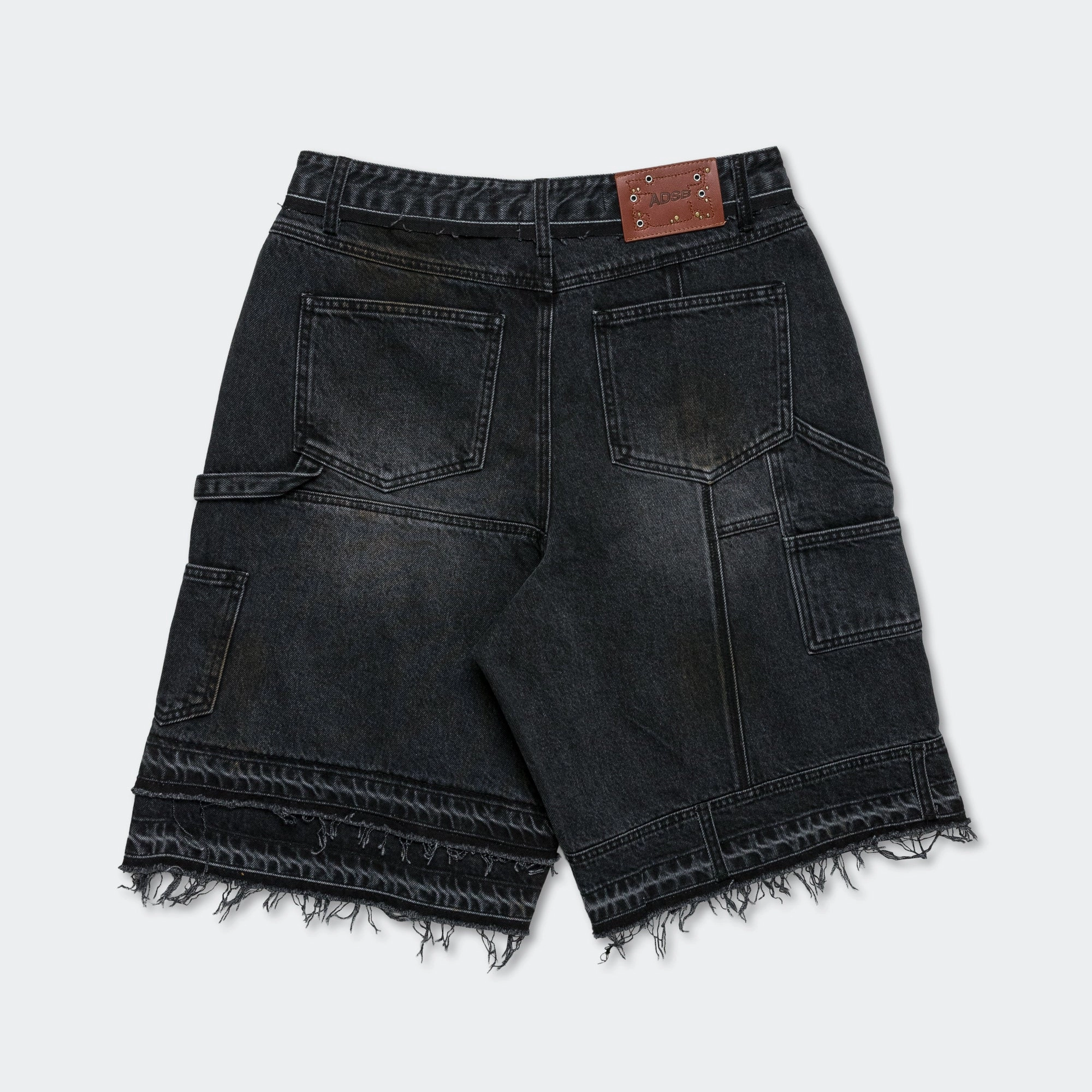Patchwork Denim Shorts - Black