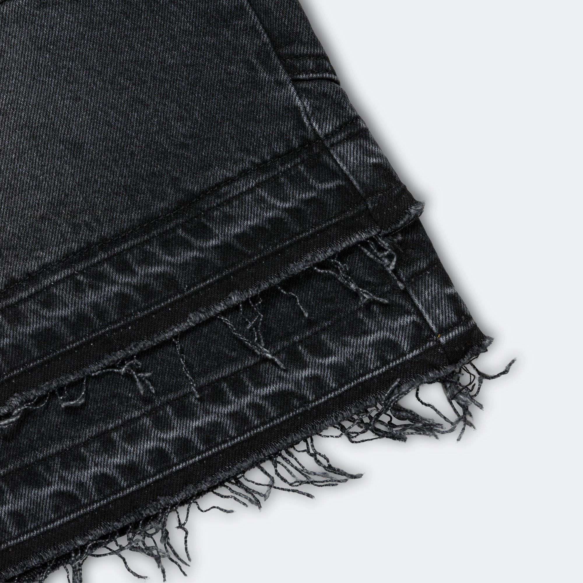 Patchwork Denim Shorts - Black