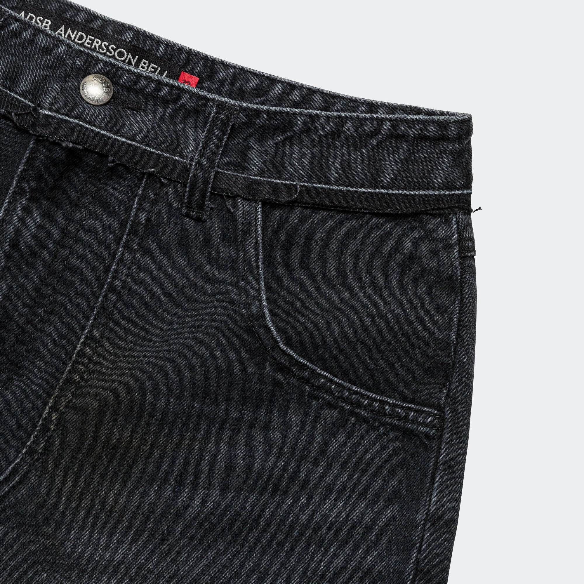 Patchwork Denim Shorts - Black