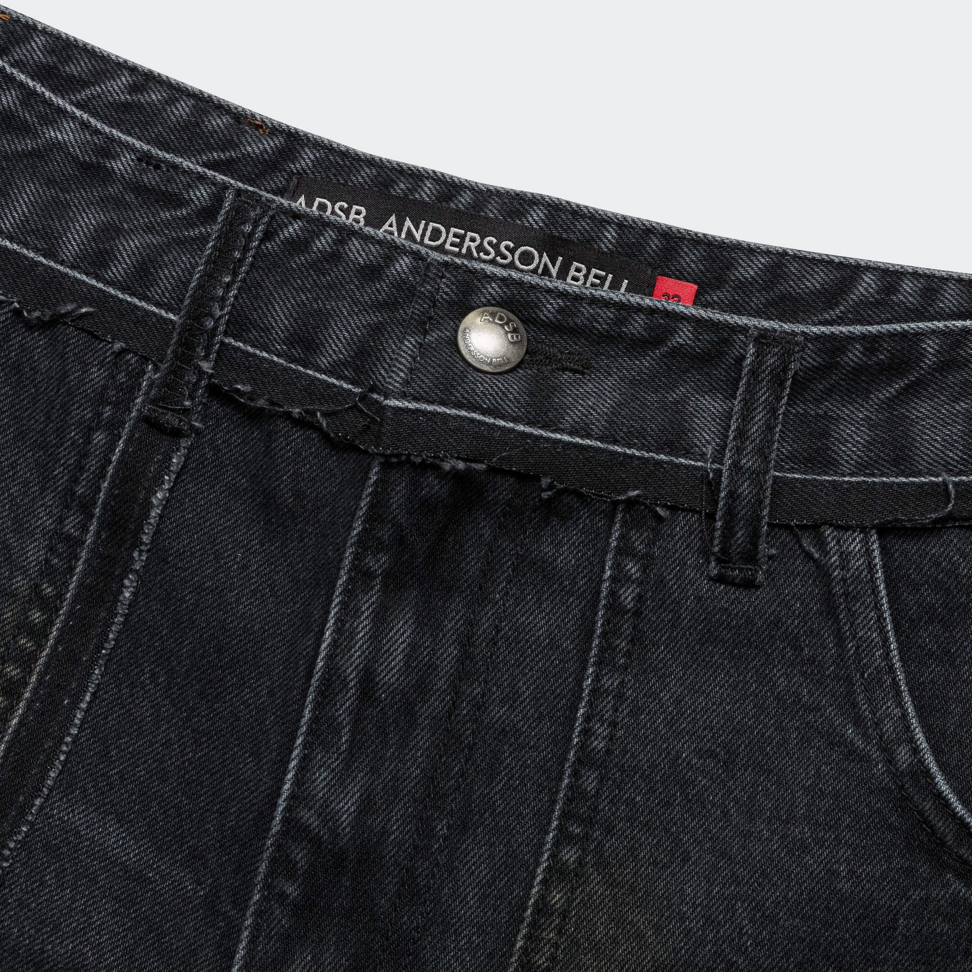 Patchwork Denim Shorts - Black