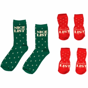 Pearhead Naughty/Nice List Human and Dog Sock Set Red & Green Dog Apparel