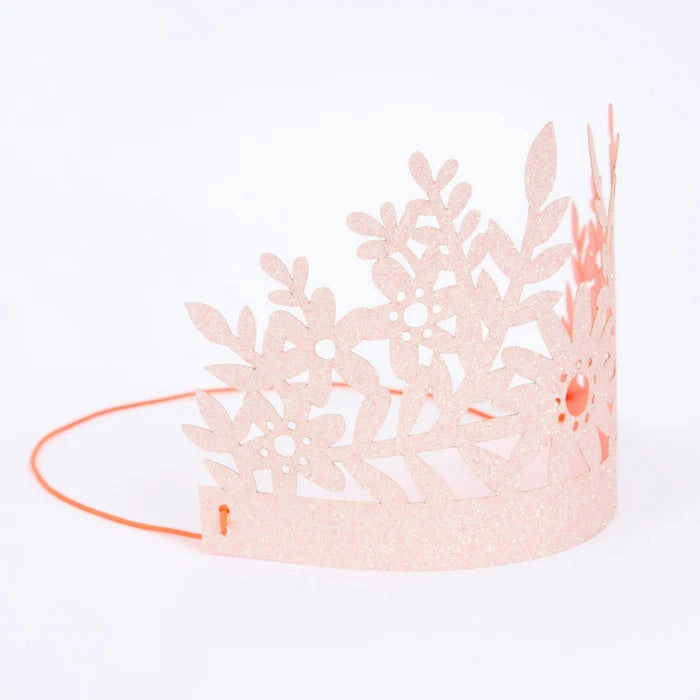 Pink Glitter Party Crowns