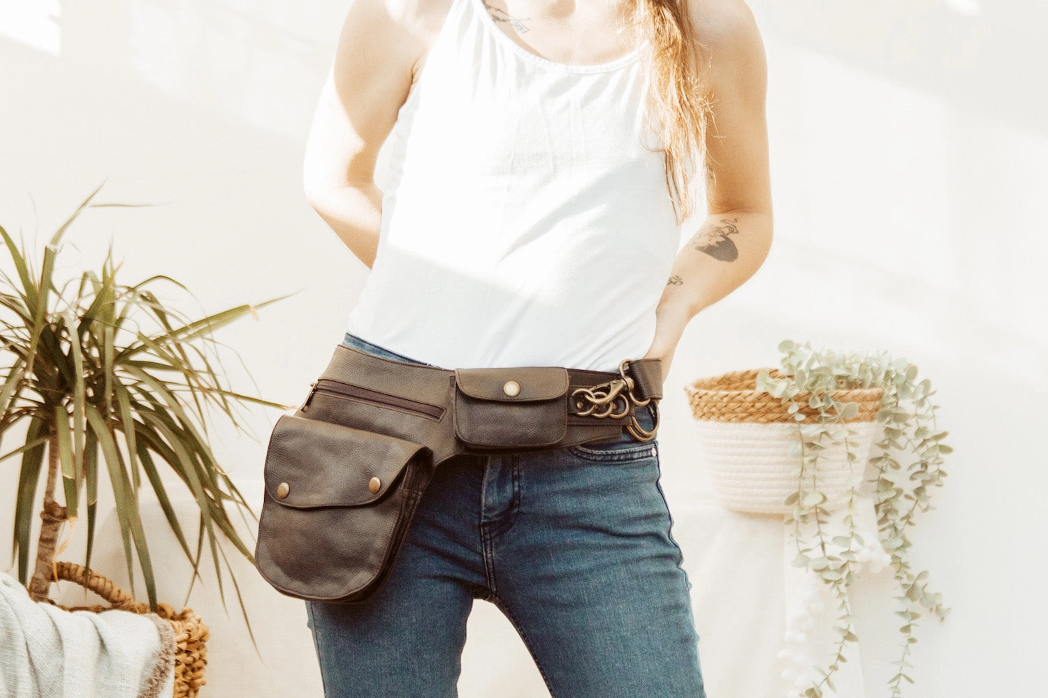 Piñatex Vegan Leather Hip Bag - Chestnut Brown