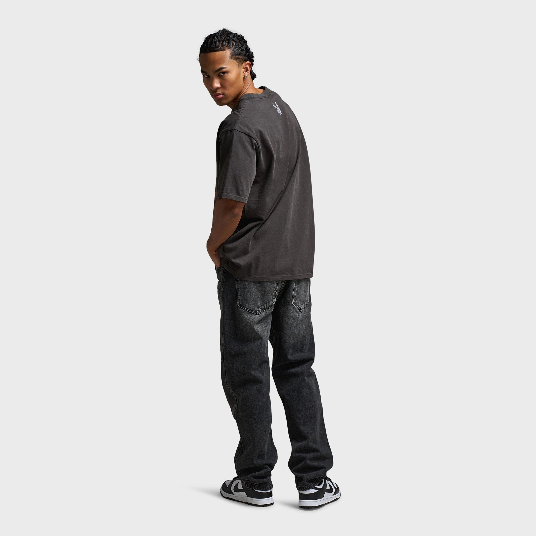 Playboy Diamonte Covers Oversized Graphic T-Shirt / Washed Black