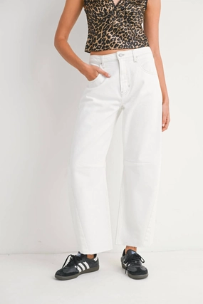 Seamed Barrel Jean In White