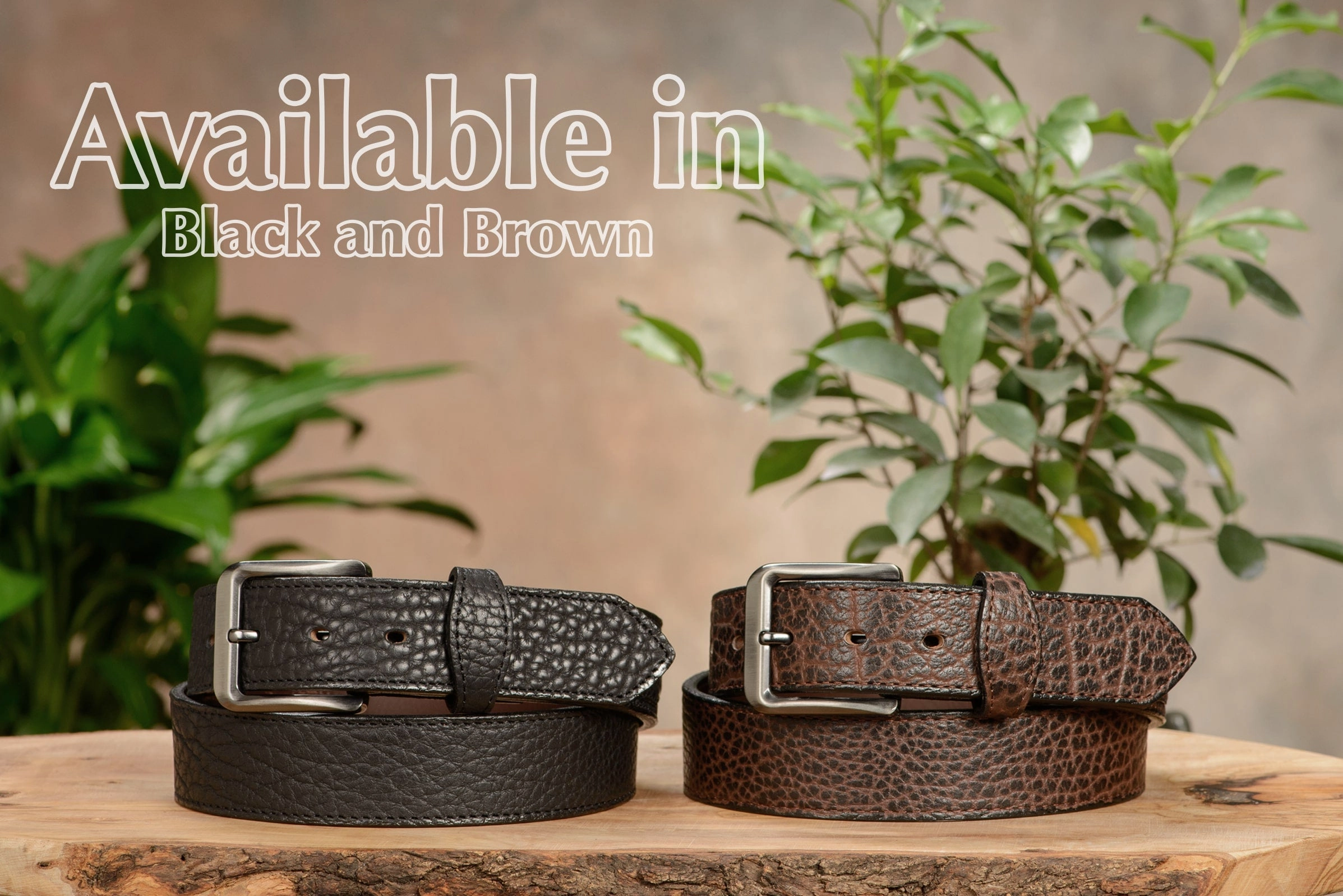 The Forester: Men's Black Stitched American Bison With Scalloped Ends Leather Belt 1.50"