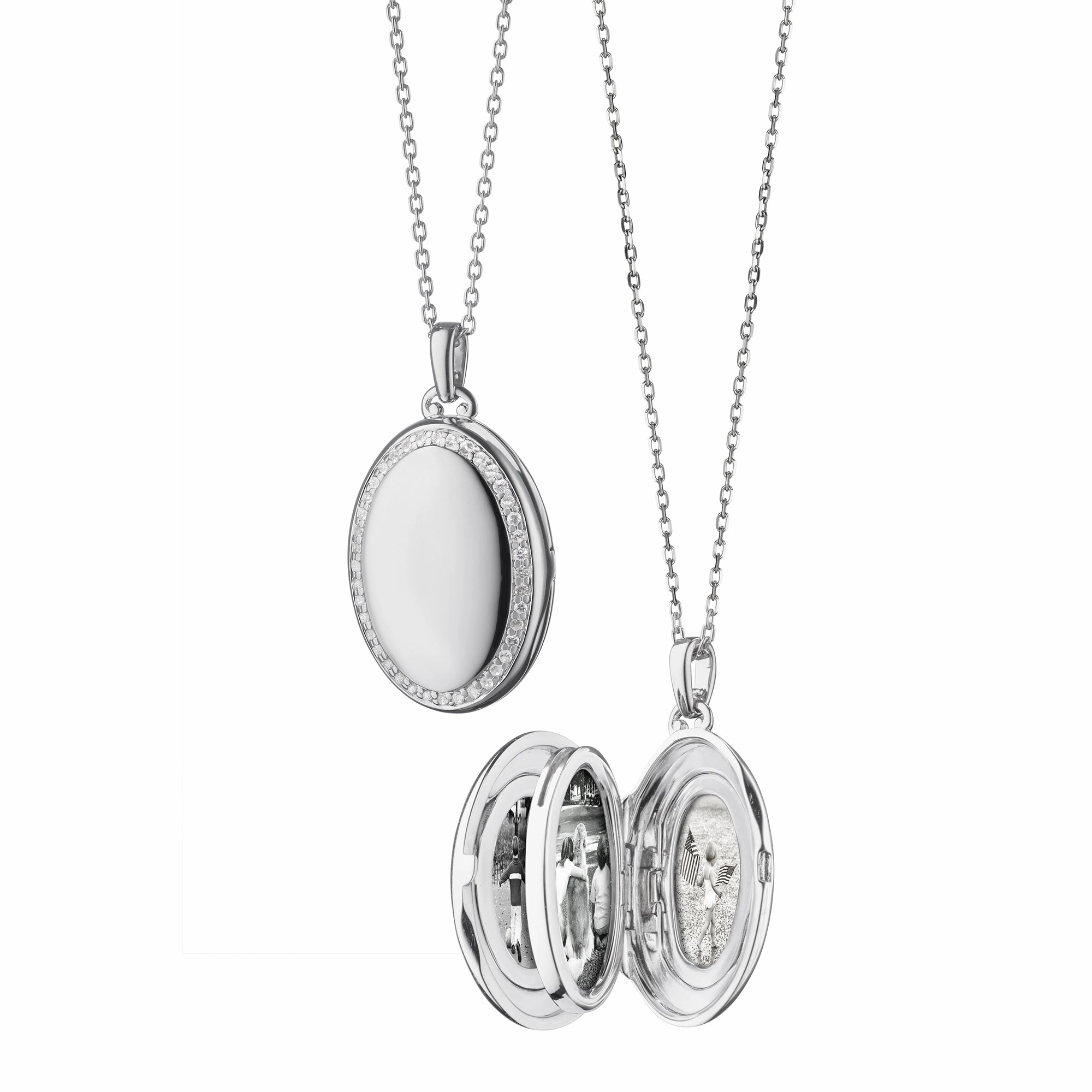The Four Image "Midi" Sapphire Engraved Locket Necklace