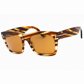 Tom Ford Men's Sunglasses - Striped Brown Rectangular Plastic Frame | FT1062 56E