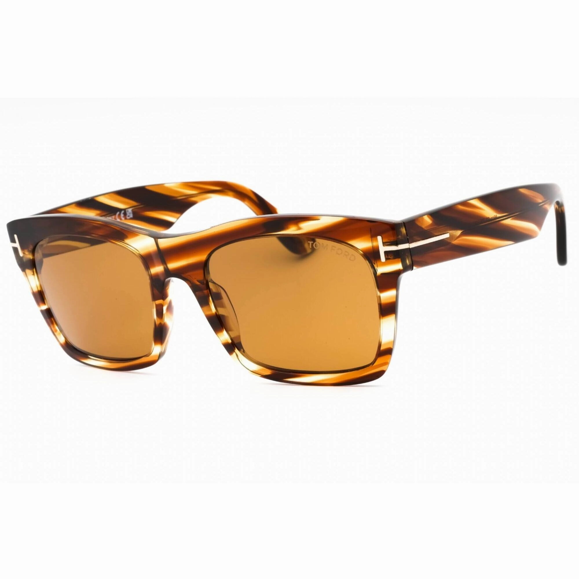 Tom Ford Men's Sunglasses - Striped Brown Rectangular Plastic Frame | FT1062 56E