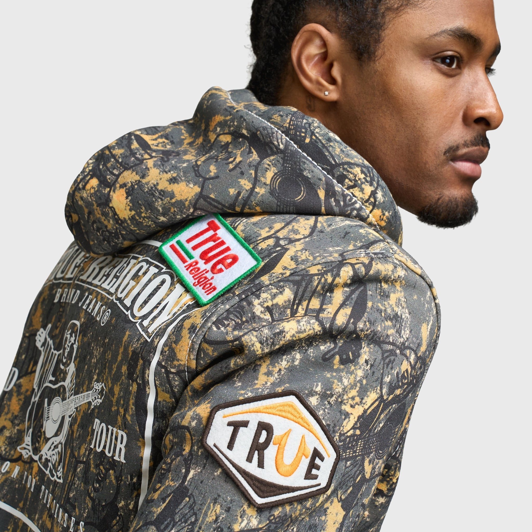 True Religion Patch Buddha Camo Big T Full Zip Hoodie / Buddha Camo