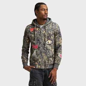 True Religion Patch Buddha Camo Big T Full Zip Hoodie / Buddha Camo