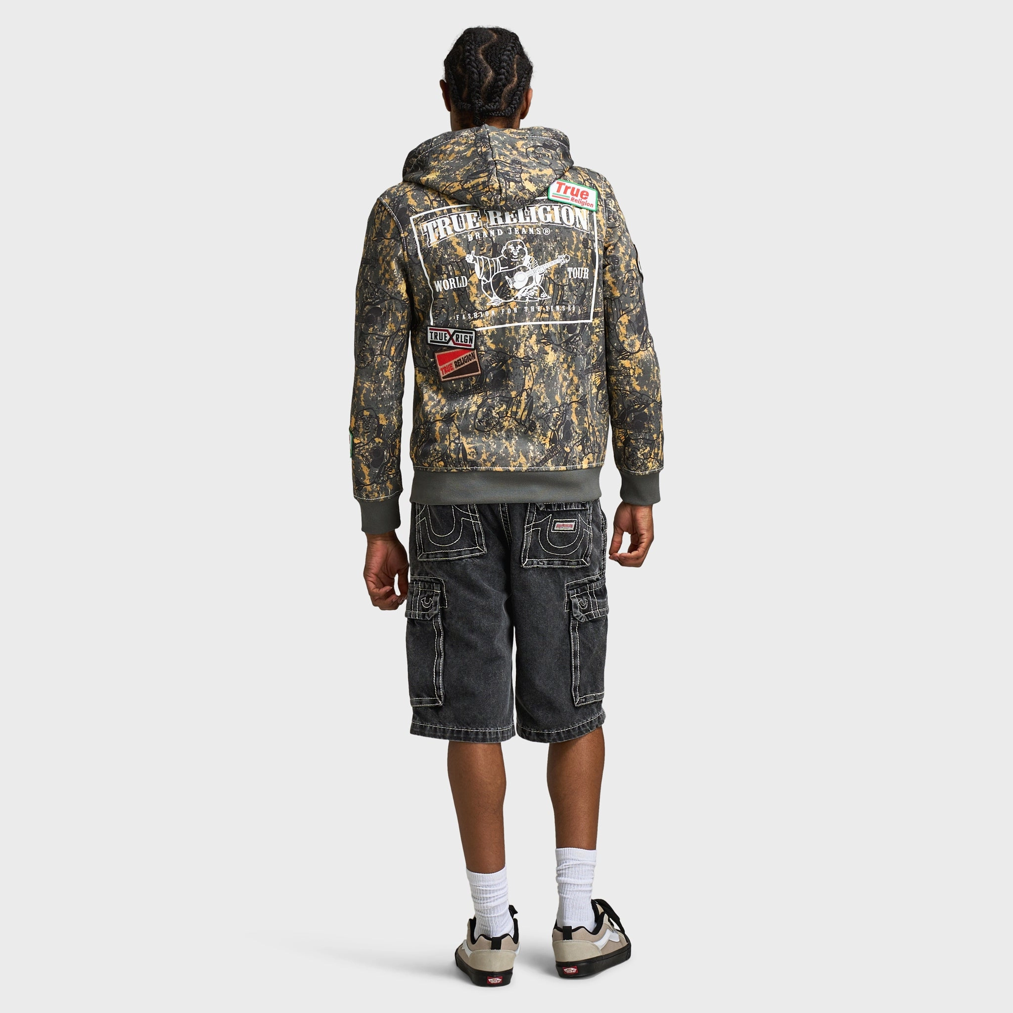 True Religion Patch Buddha Camo Big T Full Zip Hoodie / Buddha Camo
