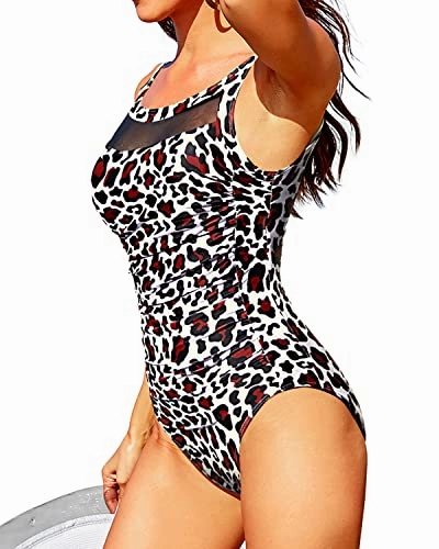 Tummy Control One Piece Swimsuits for Women Vintage Mesh Bathing Suits