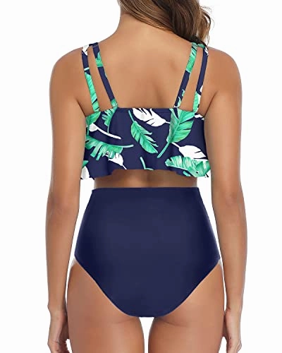 Two Piece Bikini Swimsuit for Women Ruffled Flounce Top with High Waisted Bottom