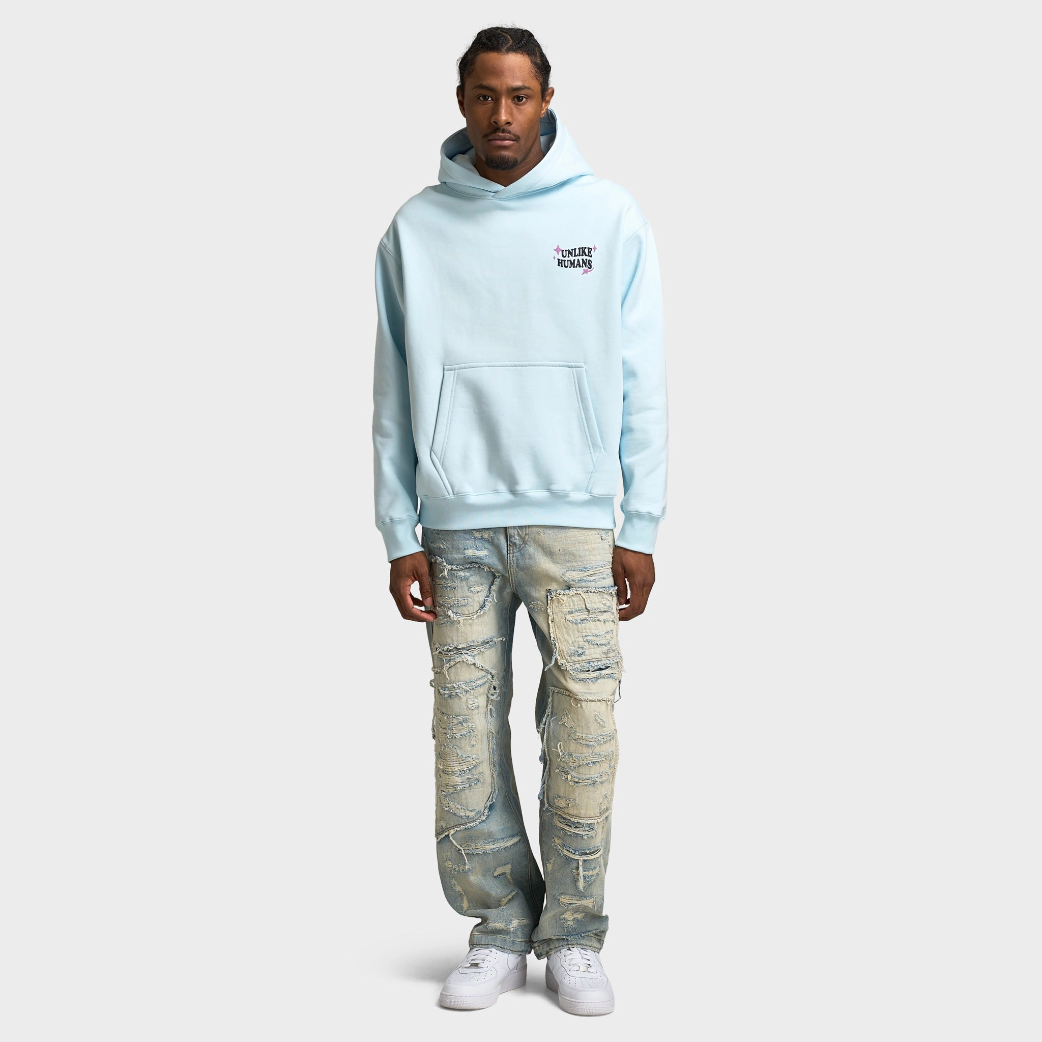 Unlike Humans Good Days Pullover Hoodie / Delicate Blue