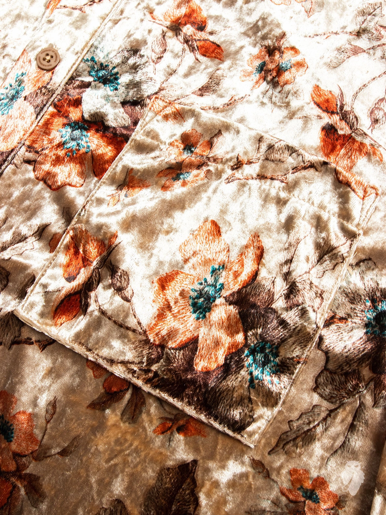Velvet Flowers Button-Up Shirt in Bronze