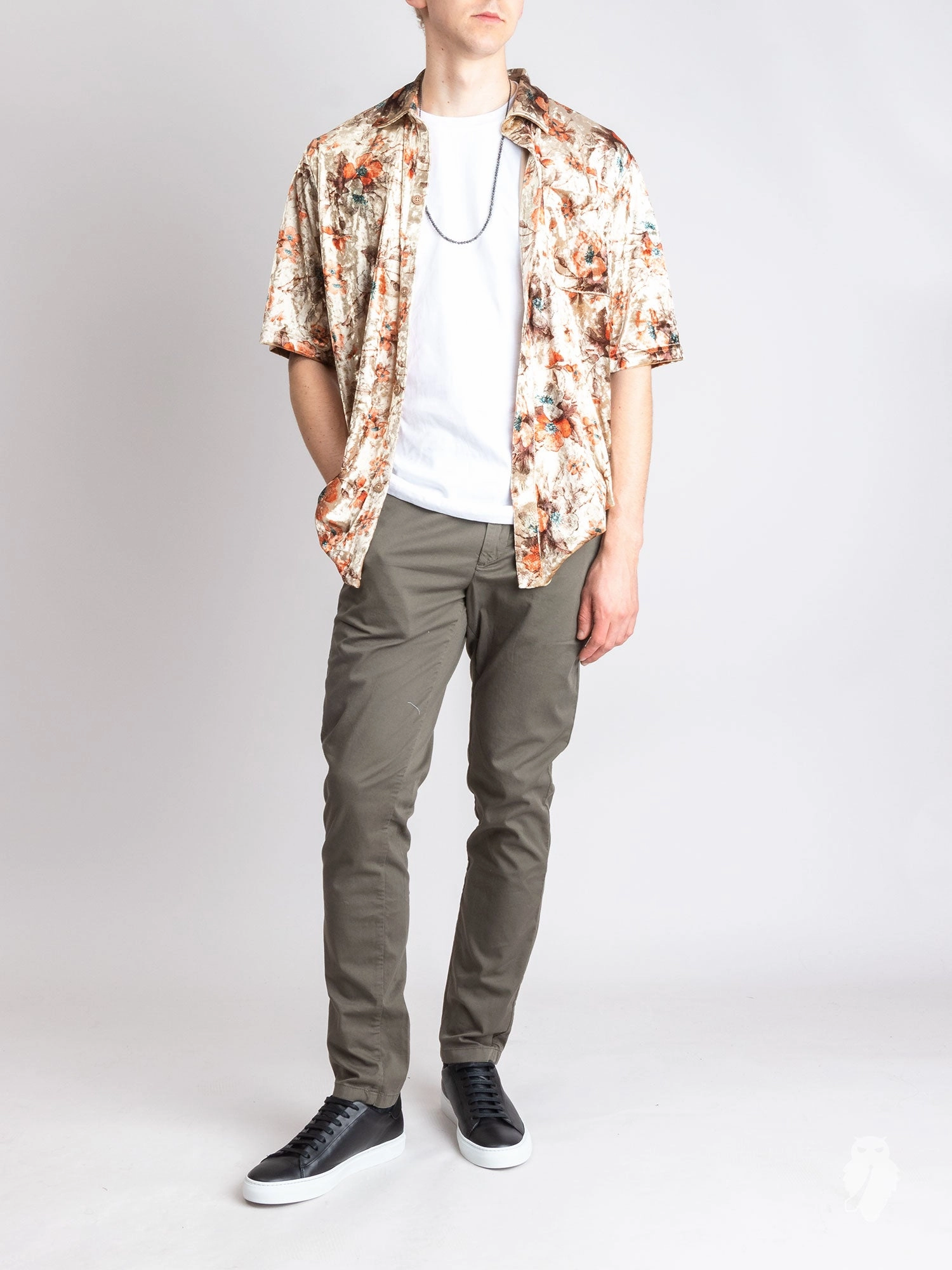 Velvet Flowers Button-Up Shirt in Bronze