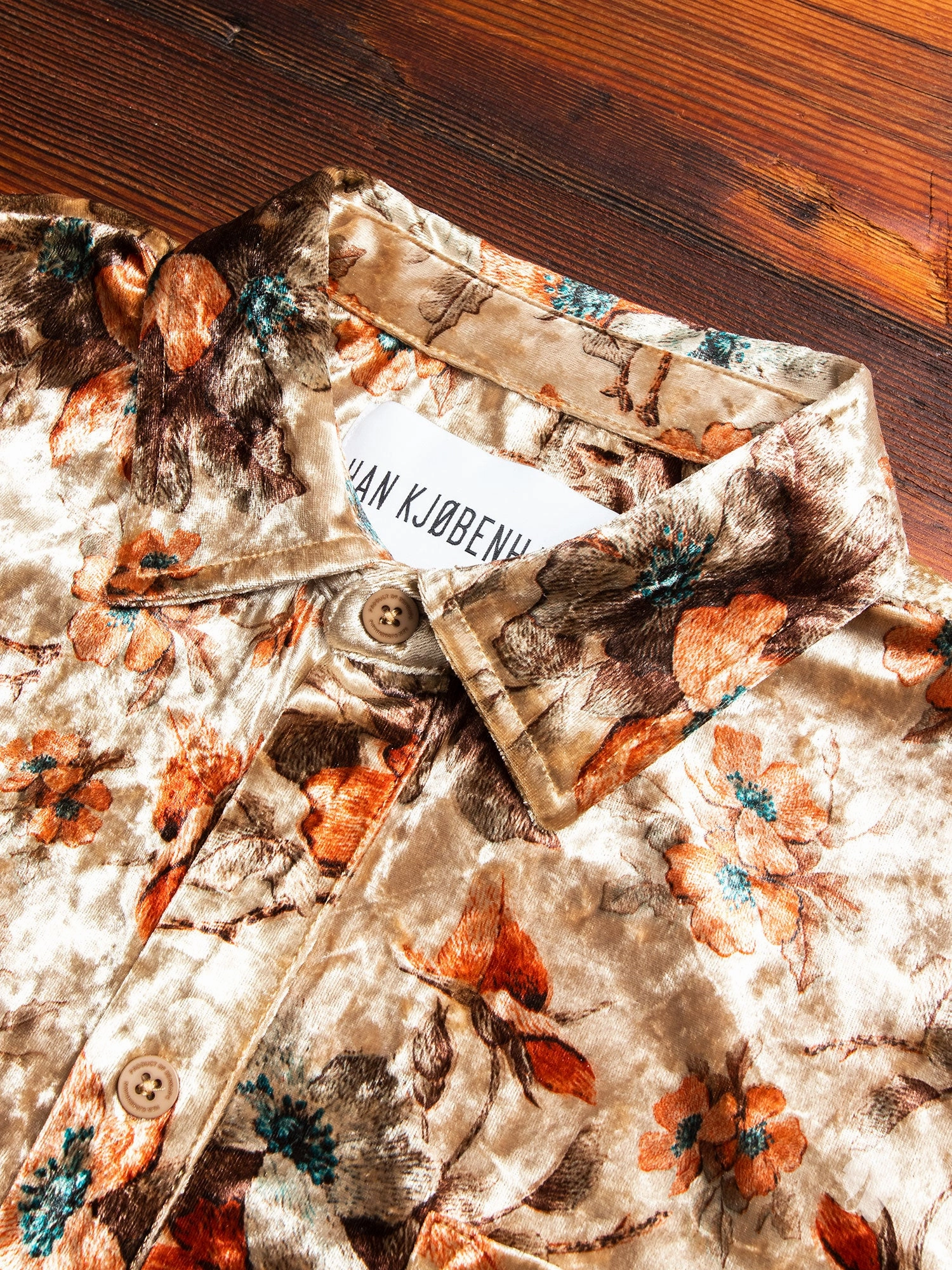 Velvet Flowers Button-Up Shirt in Bronze