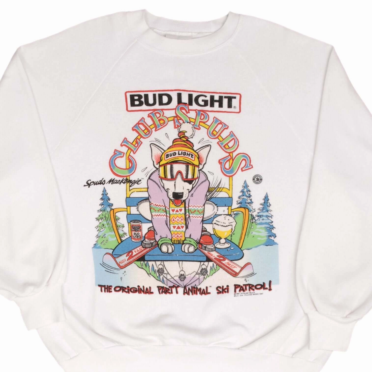 VINTAGE BUDWEISER CLUB SPUDS SKI 1987 SWEATSHIRT SIZE XL