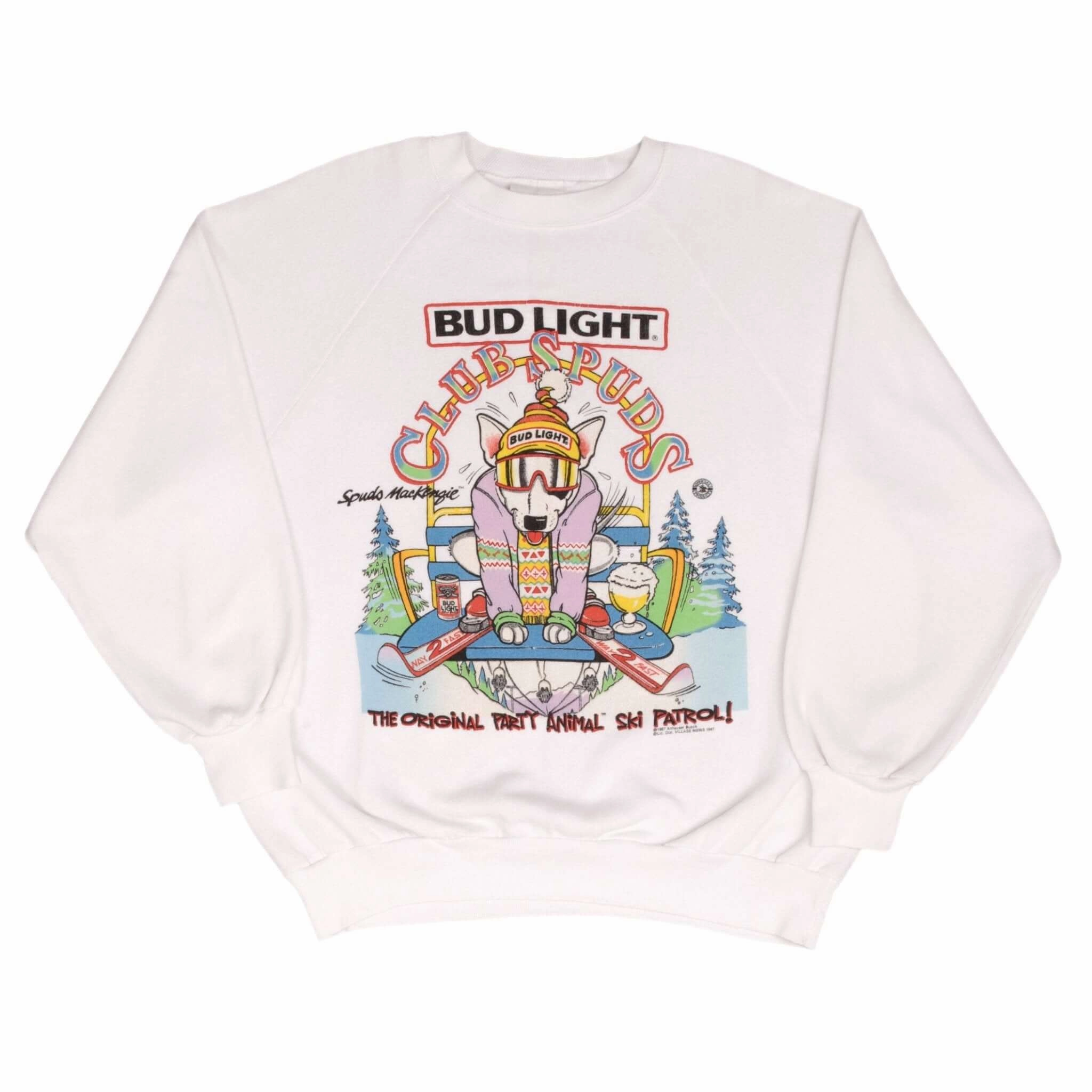 VINTAGE BUDWEISER CLUB SPUDS SKI 1987 SWEATSHIRT SIZE XL