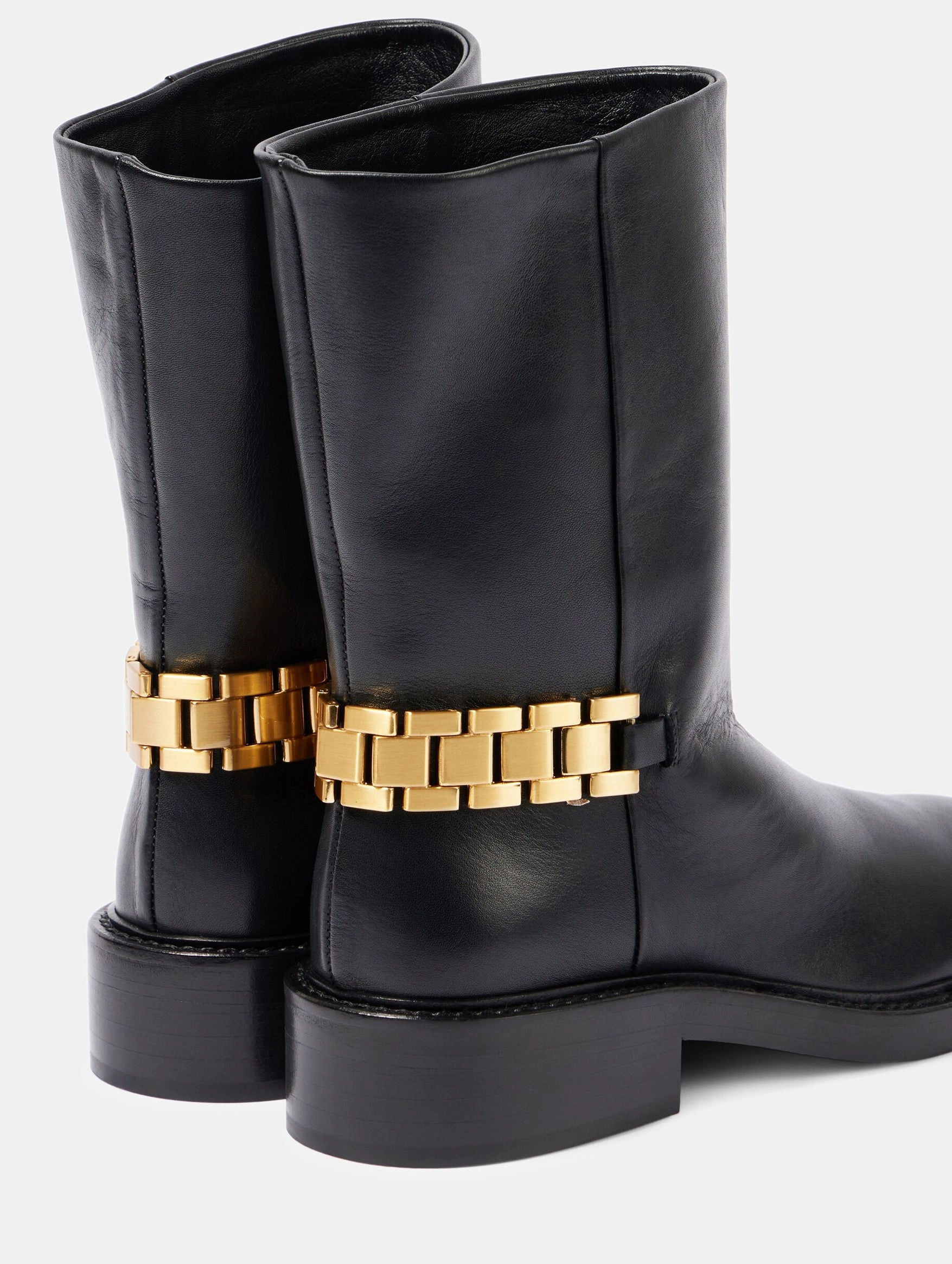 Watch Chain Mid Calf Boots in Black