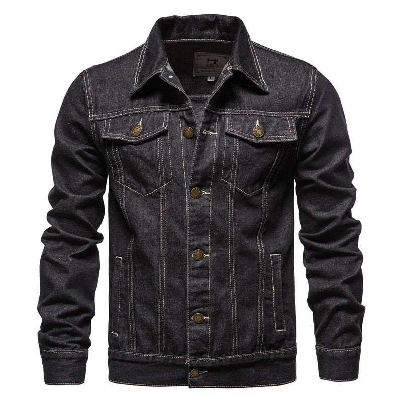 West Louis™ Denim Lapel Single Breasted Jeans Jacket