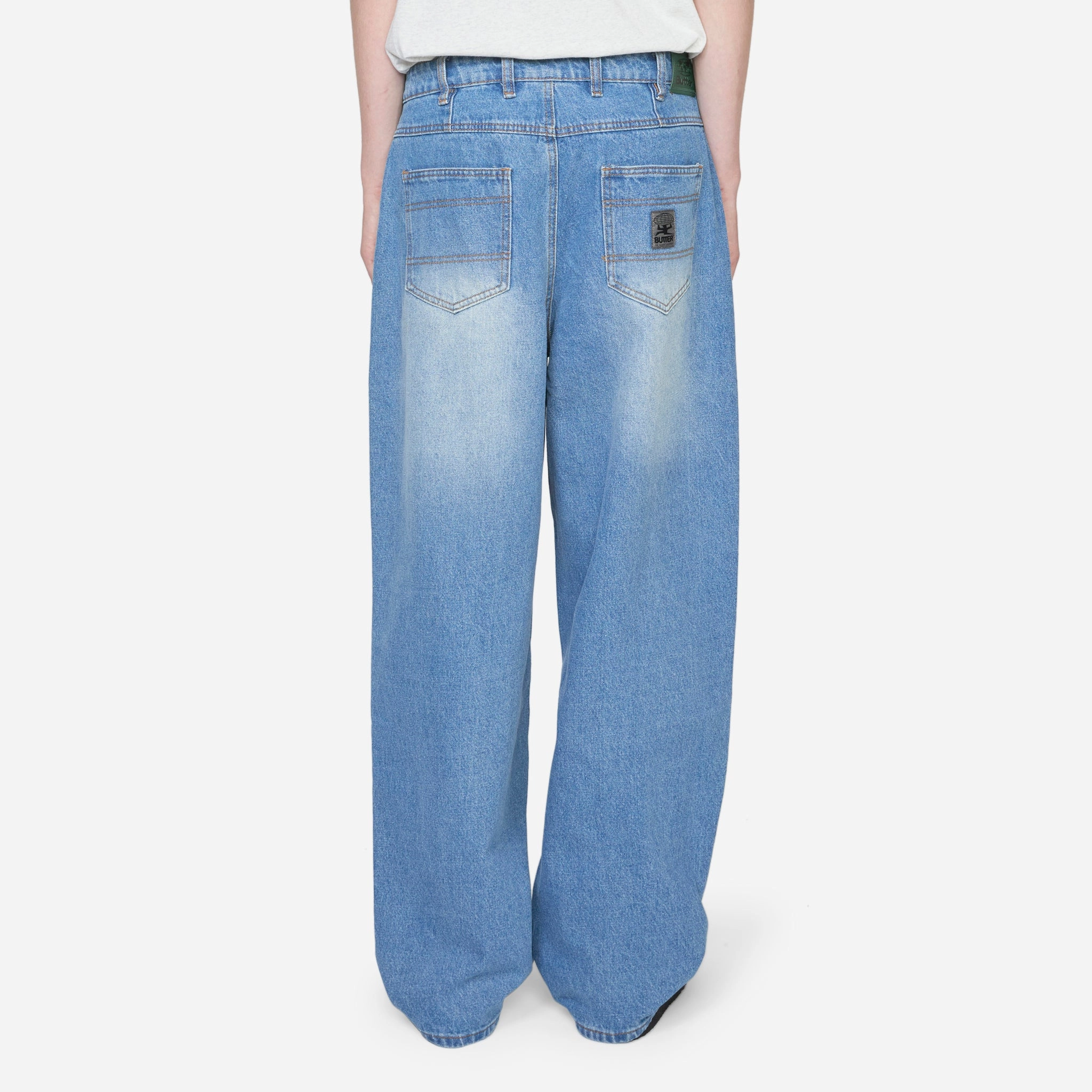Wide Cut Denim Jeans Worn Indigo